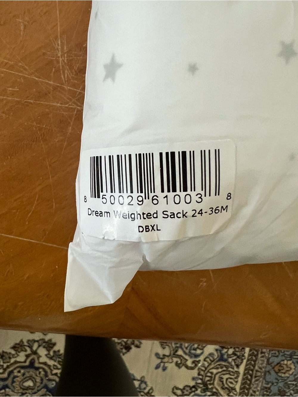 Dream Weighted Sleep Sack - White with Gray Stars - Picture 6 of 6